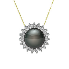 Gün Işığı İnci Kolye - Siyah inci ve swarovski 925 ayar gümüş kolye (40 cm gümüş rolo zincir) #jbsk4d