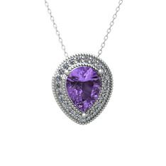 Esinti Kolye - Ametist ve swarovski 18 ayar beyaz altın kolye (40 cm beyaz altın rolo zincir) #17ohqti