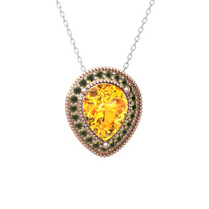 Esinti Kolye - Sitrin ve peridot 8 ayar rose altın kolye (40 cm beyaz altın rolo zincir) #183t2xh