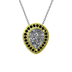 Esinti Kolye - Swarovski ve siyah zirkon 8 ayar altın kolye (40 cm gümüş rolo zincir) #1b5yrqg