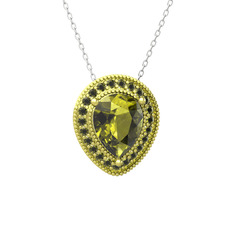 Esinti Kolye - Peridot 14 ayar altın kolye (40 cm gümüş rolo zincir) #1bardmw