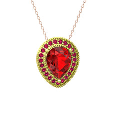 Esinti Kolye - Garnet ve rodolit garnet 925 ayar altın kaplama gümüş kolye (40 cm rose altın rolo zincir) #1dqrgmm