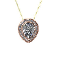 Esinti Kolye - Swarovski ve beyaz zirkon 14 ayar rose altın kolye (40 cm gümüş rolo zincir) #1en40ay