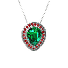 Esinti Kolye - Yeşil kuvars ve garnet 925 ayar gümüş kolye (40 cm beyaz altın rolo zincir) #1en9rp1
