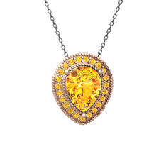 Sitrin 14 ayar rose altın kolye (40 cm gümüş rolo zincir)