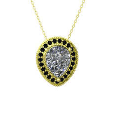 Esinti Kolye - Swarovski ve siyah zirkon 925 ayar altın kaplama gümüş kolye (40 cm altın rolo zincir) #1hmiboa