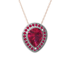 Esinti Kolye - Rodolit garnet 925 ayar gümüş kolye (40 cm rose altın rolo zincir) #1jxj2zn
