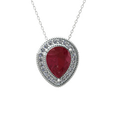 Esinti Kolye - Kök yakut ve swarovski 18 ayar beyaz altın kolye (40 cm beyaz altın rolo zincir) #1n439jj