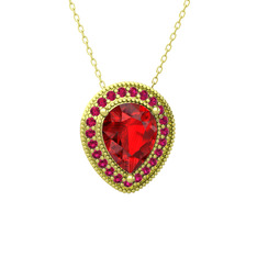 Esinti Kolye - Garnet ve rodolit garnet 18 ayar altın kolye (40 cm altın rolo zincir) #1o33nja