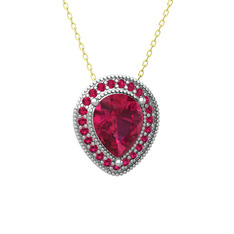 Rodolit garnet 14 ayar beyaz altın kolye (40 cm altın rolo zincir)