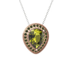 Esinti Kolye - Peridot 8 ayar rose altın kolye (40 cm beyaz altın rolo zincir) #1pa5emm