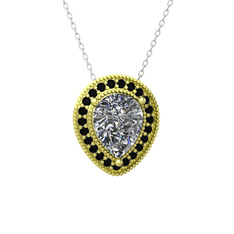 Esinti Kolye - Beyaz zirkon ve siyah zirkon 925 ayar altın kaplama gümüş kolye (40 cm gümüş rolo zincir) #1q5r9sh