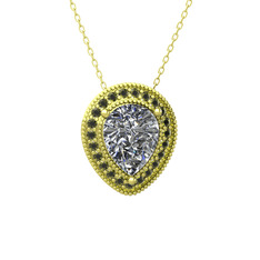 Esinti Kolye - Swarovski ve peridot 8 ayar altın kolye (40 cm altın rolo zincir) #1q7k15f