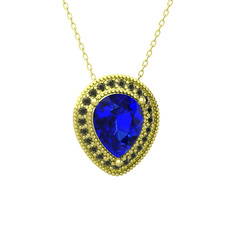 Esinti Kolye - Lab safir ve peridot 8 ayar altın kolye (40 cm altın rolo zincir) #1w4hxdb