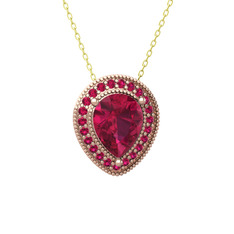Esinti Kolye - Rodolit garnet 8 ayar rose altın kolye (40 cm altın rolo zincir) #1wr65s4