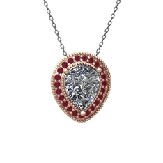 Esinti Kolye - Swarovski ve kök yakut 8 ayar rose altın kolye (40 cm gümüş rolo zincir) #1xuf0gk