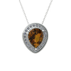 Esinti Kolye - Dumanlı kuvars ve swarovski 14 ayar beyaz altın kolye (40 cm beyaz altın rolo zincir) #1xvra0f