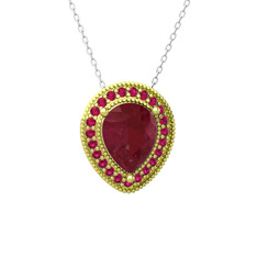 Esinti Kolye - Kök yakut ve rodolit garnet 925 ayar altın kaplama gümüş kolye (40 cm gümüş rolo zincir) #1xx0opn