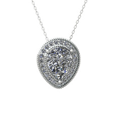 Esinti Kolye - Swarovski ve beyaz zirkon 925 ayar gümüş kolye (40 cm gümüş rolo zincir) #3aapsy