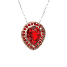 Esinti Kolye - Garnet 925 ayar rose altın kaplama gümüş kolye (40 cm beyaz altın rolo zincir) #3an7qk