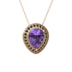 Esinti Kolye - Ametist ve peridot 8 ayar rose altın kolye (40 cm rose altın rolo zincir) #6fvogy