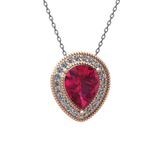Esinti Kolye - Rodolit garnet ve swarovski 14 ayar rose altın kolye (40 cm gümüş rolo zincir) #8rmglq