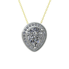 Swarovski ve pırlanta 18 ayar beyaz altın kolye (0.264 karat, 40 cm altın rolo zincir)