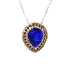 Esinti Kolye - Lab safir ve peridot 8 ayar rose altın kolye (40 cm beyaz altın rolo zincir) #aaond5