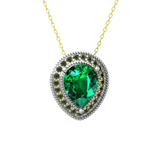 Esinti Kolye - Yeşil kuvars ve peridot 925 ayar gümüş kolye (40 cm gümüş rolo zincir) #dl964o