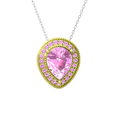 Esinti Kolye - Pembe kuvars 14 ayar altın kolye (40 cm beyaz altın rolo zincir) #e1nhm8