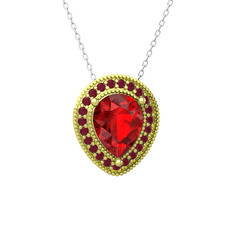 Esinti Kolye - Garnet ve kök yakut 14 ayar altın kolye (40 cm beyaz altın rolo zincir) #eyr1ec