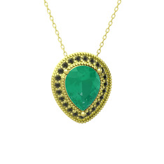 Esinti Kolye - Kök zümrüt ve peridot 14 ayar altın kolye (40 cm altın rolo zincir) #ffoz7e