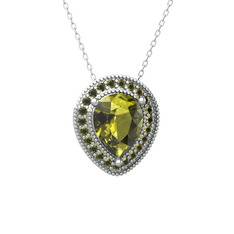 Esinti Kolye - Peridot 925 ayar gümüş kolye (40 cm beyaz altın rolo zincir) #idotb