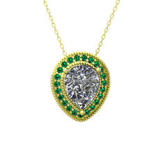 Esinti Kolye - Swarovski ve yeşil kuvars 18 ayar altın kolye (40 cm altın rolo zincir) #iv4vuf