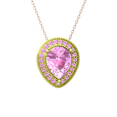 Esinti Kolye - Pembe kuvars 14 ayar altın kolye (40 cm rose altın rolo zincir) #jb60yu