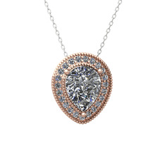 Esinti Kolye - Beyaz zirkon ve swarovski 14 ayar rose altın kolye (40 cm beyaz altın rolo zincir) #jkji07