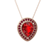 Esinti Kolye - Garnet ve kök yakut 8 ayar rose altın kolye (40 cm rose altın rolo zincir) #kezf7f
