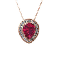 Esinti Kolye - Rodolit garnet ve swarovski 925 ayar rose altın kaplama gümüş kolye (40 cm gümüş rolo zincir) #l2yhx4