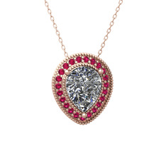 Esinti Kolye - Beyaz zirkon ve rodolit garnet 18 ayar rose altın kolye (40 cm gümüş rolo zincir) #lenf7l