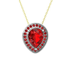 Garnet 14 ayar beyaz altın kolye (40 cm altın rolo zincir)