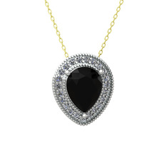 Esinti Kolye - Siyah zirkon ve swarovski 14 ayar beyaz altın kolye (40 cm altın rolo zincir) #snr5nw