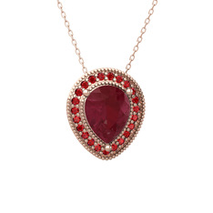 Esinti Kolye - Kök yakut ve garnet 8 ayar rose altın kolye (40 cm rose altın rolo zincir) #ub5rxj