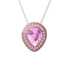 Esinti Kolye - Pembe kuvars 18 ayar rose altın kolye (40 cm rose altın rolo zincir) #utt40