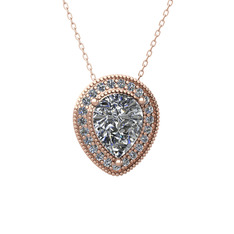Esinti Kolye - Swarovski ve pırlanta 8 ayar rose altın kolye (0.264 karat, 40 cm rose altın rolo zincir) #wjborr