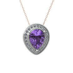 Esinti Kolye - Ametist ve swarovski 925 ayar gümüş kolye (40 cm gümüş rolo zincir) #x9w10f