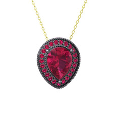 Esinti Kolye - Rodolit garnet 925 ayar siyah rodyum kaplama gümüş kolye (40 cm altın rolo zincir) #zgwrgr