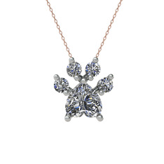 Swarovski 18 ayar beyaz altın kolye (40 cm rose altın rolo zincir)