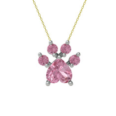 Pati Kolye - Pembe kuvars 18 ayar beyaz altın kolye (40 cm altın rolo zincir) #15p7p14