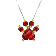 Pati Kolye - Garnet 925 ayar altın kaplama gümüş kolye (40 cm beyaz altın rolo zincir) #17ztt95