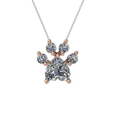 Swarovski 14 ayar rose altın kolye (40 cm beyaz altın rolo zincir)